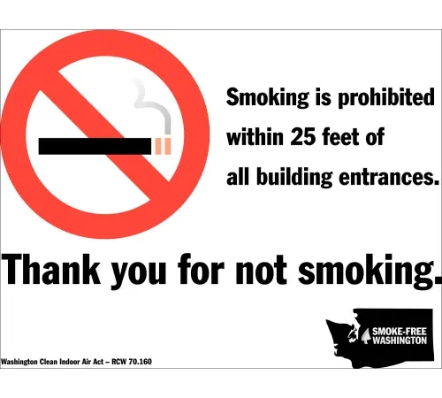 Zing No Smoking Window Decal, Washington, 7"W x 5"H, Recycled Polystyrene Face-Adhesive, Pack of 2