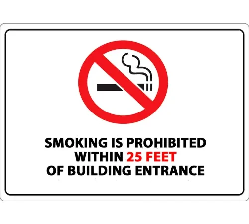 Zing No Smoking 25 Feet Window Decal, 7"W x 5"H, Recycled Polystyrene Adhesive, Pack of 2