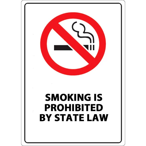 Zing No Smoking State Law Label, 5"W x 7"H, Recycled Polystyrene Adhesive, Pack of 2