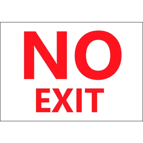 Zing Eco Safety Sign, No Exit, 10"W x 7"H, Recycled Polystyrene Self Adhesive