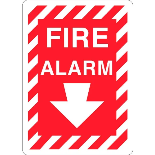 Zing Eco Safety Sign, Fire Alarm with Arrow, 7"W x 10"H, Recycled Polystyrene Self Adhesive