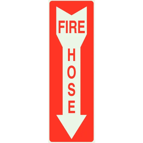 Zing Eco Safety Sign, Fire Hose with Arrow, 3-1/4"W x 14"H, Recycled Plastic
