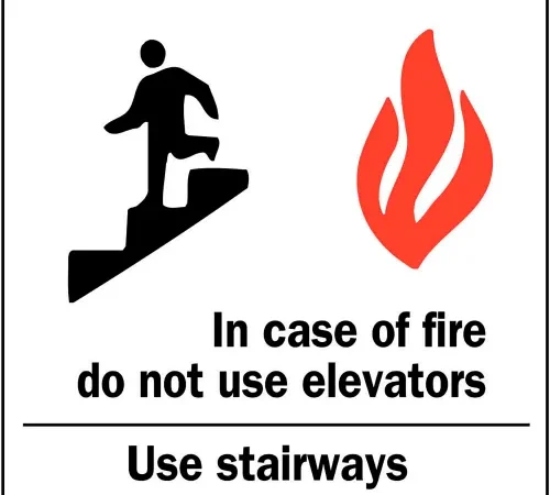 Zing Eco Safety Sign, In Case of Fire Use Stairs with Picto, 7"W x 10"H, Recycled Polystyrene