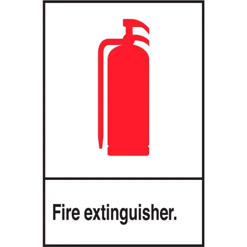 Zing Eco Safety Sign, Fire Extinguisher with Picto, Red on White, 7"W x 10"H, Recycled Aluminum