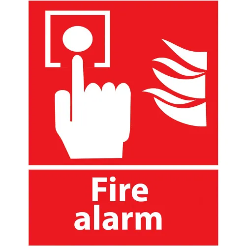 Zing Eco Safety Sign, Fire Alarm with Picto, 7"W x 10"H, Recycled Polystyrene Self Adhesive