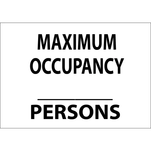 Zing Eco Safety Sign, Maximum Occupancy Persons, 10"W x 7"H, Recycled Aluminum