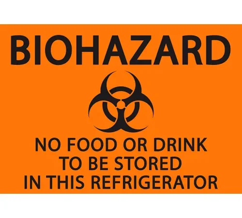 Zing Eco Safety Sign, Biohazard No Food or Drink in..., 7"W x 5"H, Recycled Polystyrene, Pack of 2