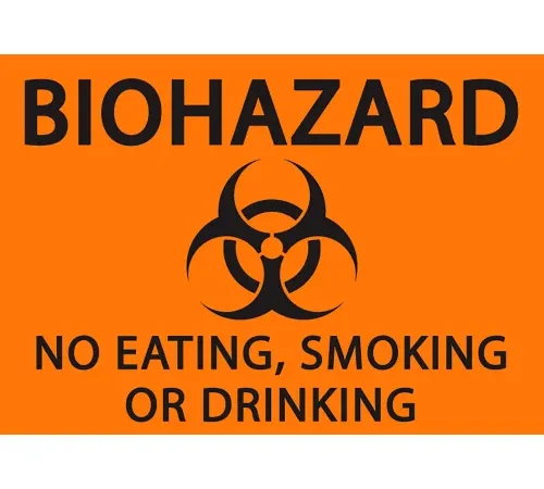 Zing Eco Safety Sign, BioHazard No Eating, Smoking or Drinking, 10"W x 7"H, Recycled Plastic