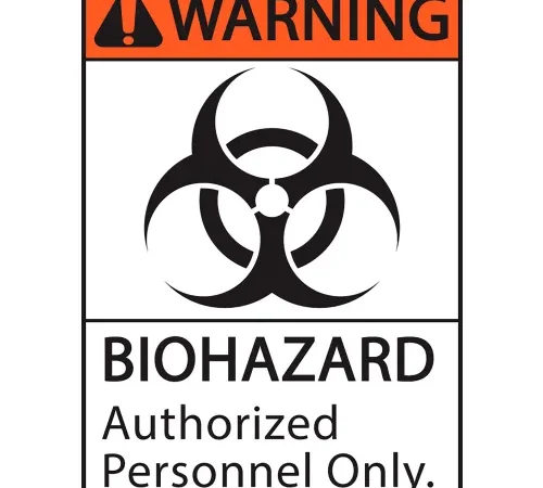 Zing Eco Safety Sign, Warning BioHazard Authorized Personnel Only, 7"W x 10"H, Recycled Polystyrene