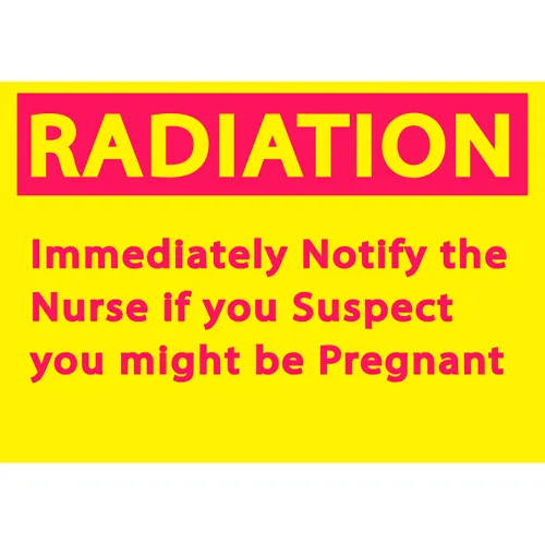Zing Eco Safety Sign, Radiation Notify Nurse, 10"W x 7"H, Recycled Polystyrene Self Adhesive