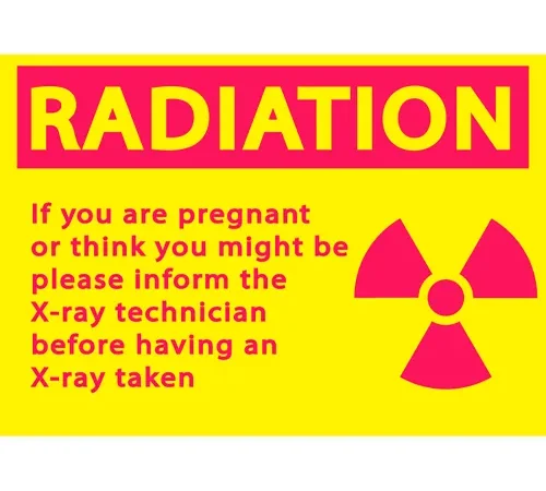 Zing Eco Safety Sign, Radiation Notify X-Ray Technician, 10"W x 7"H, Recycled Plastic