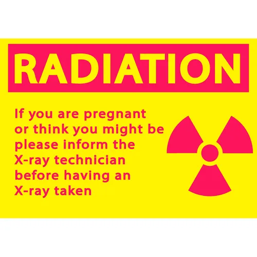 Zing Eco Safety Sign, Radiation Notify X-Ray Technician, 10"W x 7"H, Recycled Plastic