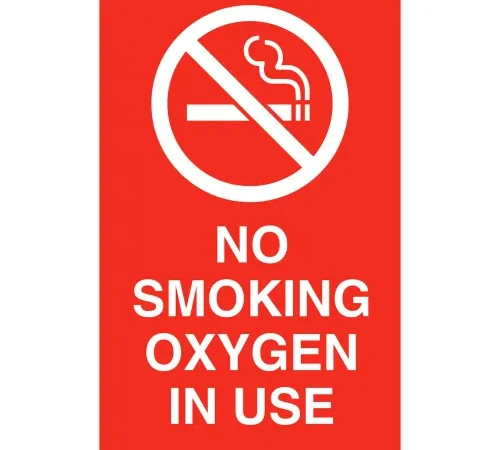 Zing Self Adhesive Sign Oxygen In Use, 3"W x 5"H, Recycled Polystyrene Self Adhesive, Pack of 2