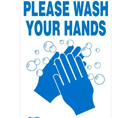 Zing Safety Sign Wash Hands Plastic, 7"W x 10"H, Recycled Plastic