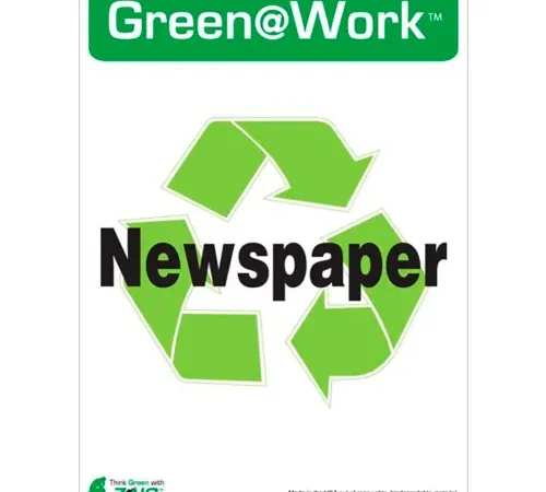 Zing Eco Label, Recycle Newspaper, 10"W x 14"H, Recycled Polystyrene Self Adhesive, Pack of 5