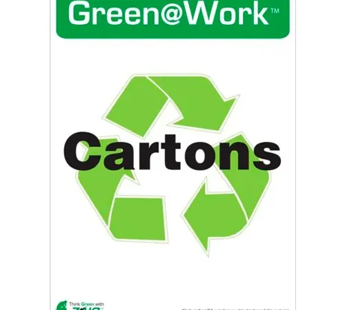 Zing Eco Label, Recycle Cartons, 10"W x 14"H, Recycled Polystyrene Self Adhesive, Pack of 5
