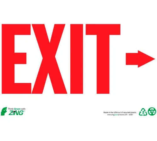 Zing Eco Safety Sign, Exit Right Arrow, 14"W x 10"H, Recycled Plastic