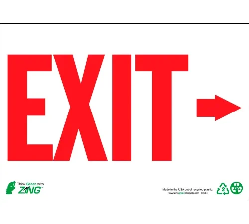 Zing Eco Safety Sign, Exit Right Arrow, 14"W x 10"H, Recycled Aluminum