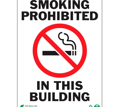 Zing Eco Safety Sign, Smoking Prohibited, 10"W x 14"H, Recycled Aluminum
