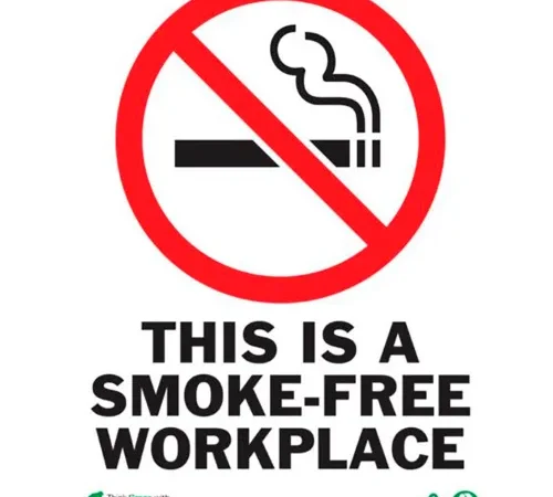 Zing Eco Safety Sign, Smokefree Workplace, 10"W x 14"H, Recycled Plastic