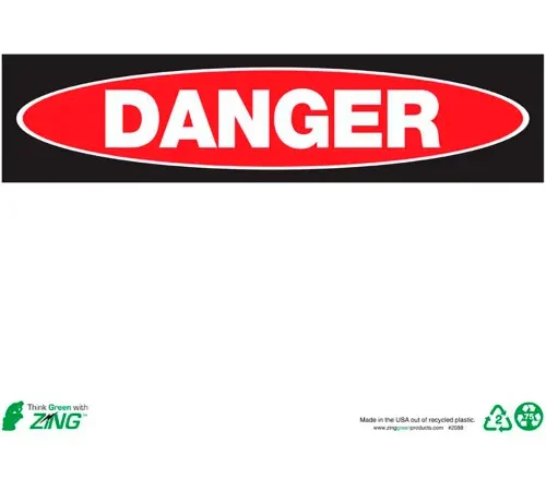 Zing Eco Safety Sign, Danger, Blank, 14"W x 10"H, Recycled Plastic