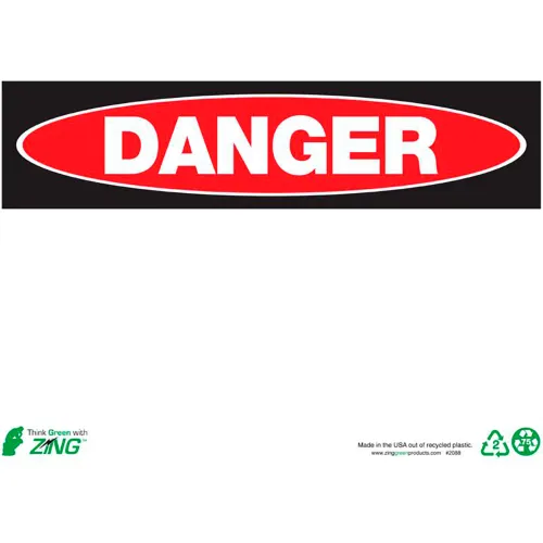 Zing Eco Safety Sign, Danger, Blank, 14"W x 10"H, Recycled Plastic