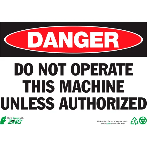 Zing Eco Safety Sign, Danger Do Not Operate This..., 14"W x 10"H, Recycled Aluminum