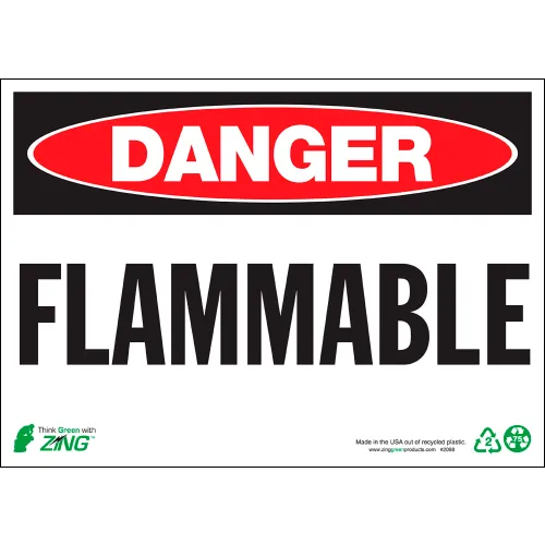 Zing Eco Safety Sign, Danger Flammable, 14"W x 10"H, Recycled Aluminum