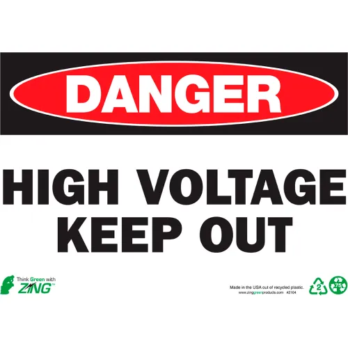 Zing Eco Safety Sign, Danger High Voltage Keep Out, 14"W x 10"H, Recycled Aluminum
