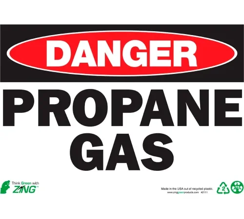 Zing Eco Safety Sign, Danger Propane Gas, 14"W x 10"H, Recycled Aluminum