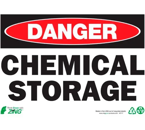 Zing Eco Safety Sign, Danger Chemical Storage, 14"W x 10"H, Recycled Plastic