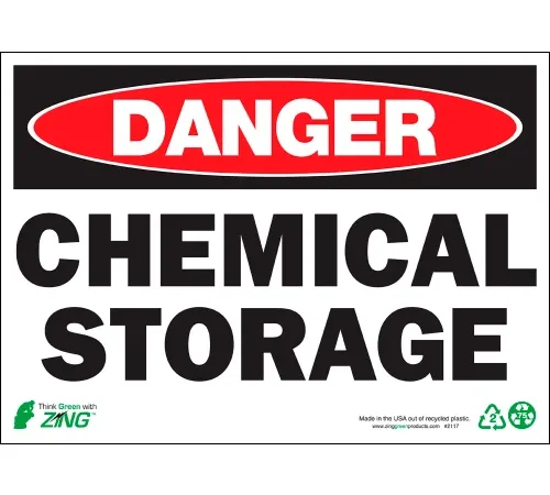 Zing Eco Safety Sign, Danger Chemical Storage, 14"W x 10"H, Recycled Aluminum