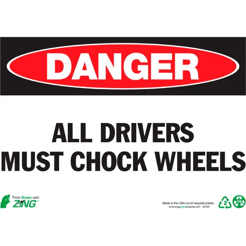 Zing Eco Safety Sign, Danger All Drivers Must..., 14"W x 10"H, Recycled Polystyrene Self Adhesive
