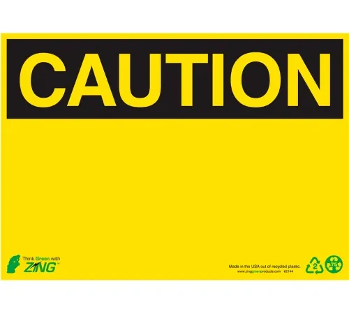 Zing Eco Safety Sign, Caution, Blank, 14"W x 10"H, Recycled Aluminum