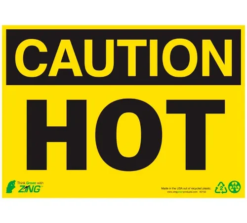 Zing Eco Safety Sign, Caution Hot, 14"W x 10"H, Recycled Plastic