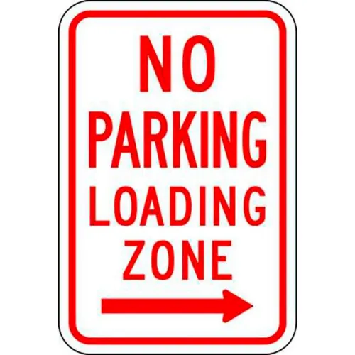 Zing Eco Parking Sign No Parking Loading Zone Right Arrow, 18"H x 12"W, EGP, 1/16" Thick