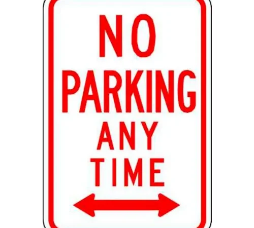 Zing? Eco Parking Sign, No Parking Anytime, Double Arrow, 18"H x 12"W, HIP, 1/16" Thick