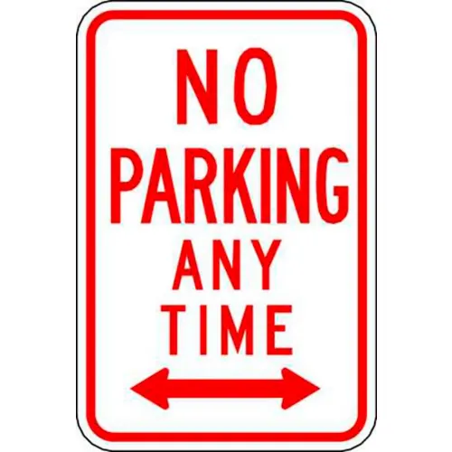 Zing Eco Parking Sign, No Parking Anytime, Double Arrow, 18"H x 12"W, HIP, 1/16" Thick