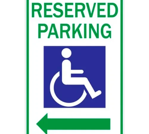 Zing? Eco Parking Sign, Reserved Handicap Parking w/Right Arrow, 18"H x 12"W, HIP, 1/16" Thick