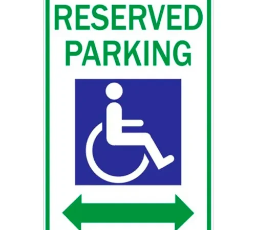 Zing? Eco Parking Sign, Reserved Parking with Double Arrow, 18"H x 12"W, HIP, 1/16" Thick