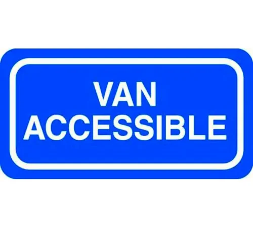 Zing? Eco Parking Sign, Van Accessible, 6"H x 12"W, HIP, 1/16" Thick, White/Blue