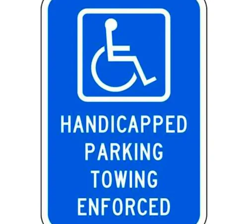 Zing? Eco Parking Sign, Handicapped Parking Towing, 18"H x 12"W, HIP, 1/16" Thick