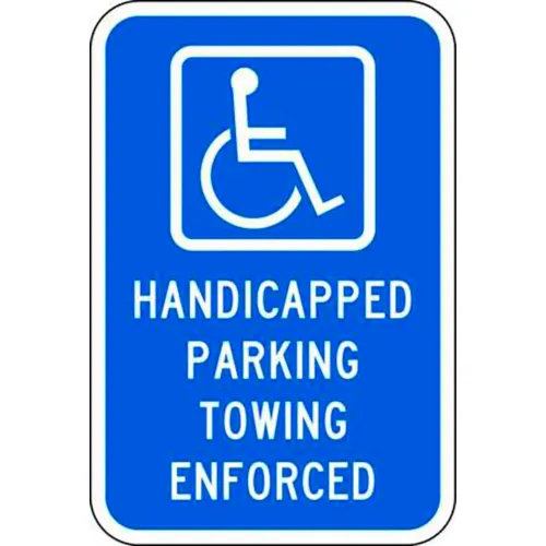 Zing Eco Parking Sign, Handicapped Parking Towing, 18"H x 12"W, HIP, 1/16" Thick