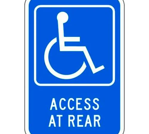 Zing? Eco Parking Sign, Handicap, Access at Rear, 18"H x 12"W, HIP, 1/16" Thick