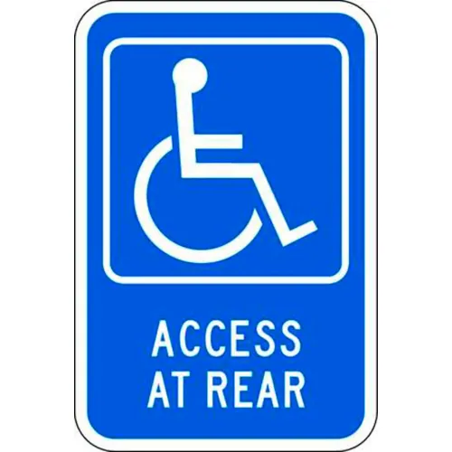 Zing Eco Parking Sign, Handicap, Access at Rear, 18"H x 12"W, HIP, 1/16" Thick