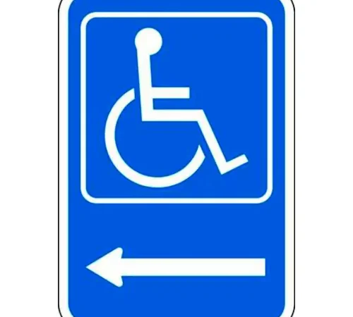 Zing? Eco Parking Sign, Handicapped, Left Arrow, 18"H x 12"W, HIP, 1/16" Thick