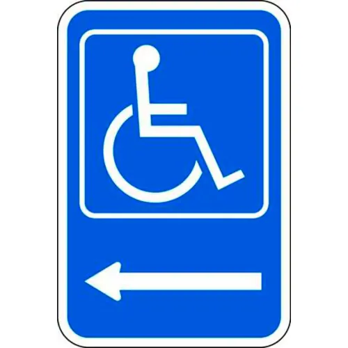 Zing Eco Parking Sign, Handicapped, Left Arrow, 18"H x 12"W, HIP, 1/16" Thick