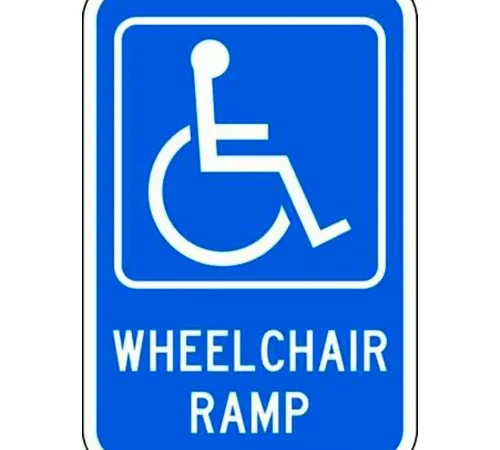 Zing? Eco Parking Sign, Wheel Chair Ramp with Symbol, 18"H x 12"W, HIP, 1/16" Thick