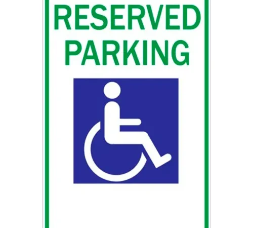 Zing? Eco Parking Sign, Reserved Handicapped Parking Pictogram, 18"H x 12"W, HIP, 1/16" Thick