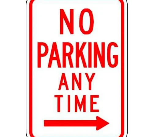 Zing? Eco Parking Sign, No Parking Anytime, Right Arrow, 18"H x 12"W, HIP, 1/16" Thick